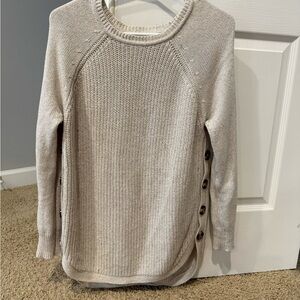 RD Style Beige Sweater with Side Buttons